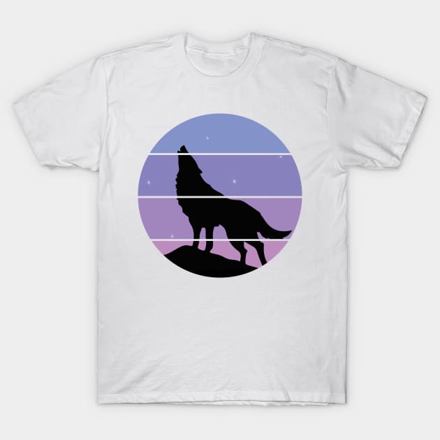 Howling Wolf retro style T-Shirt by Carrie T Designs